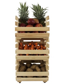 Skrzynki na warzywa na kółkach RAWA /szer.37cm - Naturalne - product 2