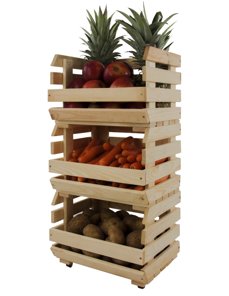 Skrzynie i skrzynki drewniane - Skrzynki na warzywa na kółkach RAWA /szer.37cm - Naturalne - product b2b.wamar.biz 3