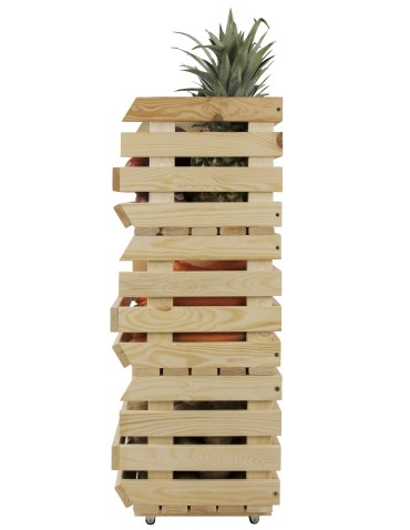 Skrzynie i skrzynki drewniane - Skrzynki na warzywa na kółkach RAWA /szer.37cm - Naturalne - product 4