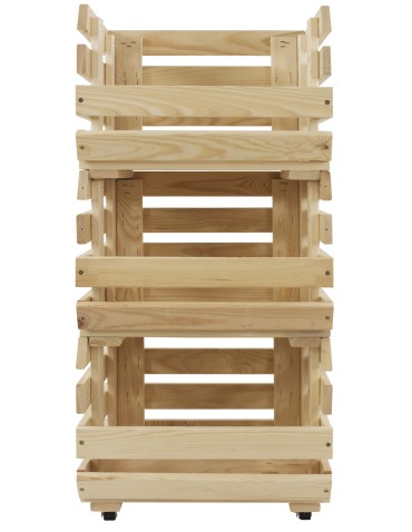 Skrzynie i skrzynki drewniane - Skrzynki na warzywa na kółkach RAWA /szer.37cm - Naturalne - product 5