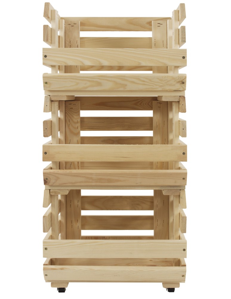 Skrzynie i skrzynki drewniane - Skrzynki na warzywa na kółkach RAWA /szer.37cm - Naturalne - product b2b.wamar.biz 5