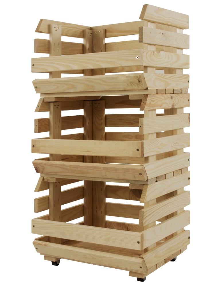 Skrzynie i skrzynki drewniane - Skrzynki na warzywa na kółkach RAWA /szer.37cm - Naturalne - product b2b.wamar.biz 6