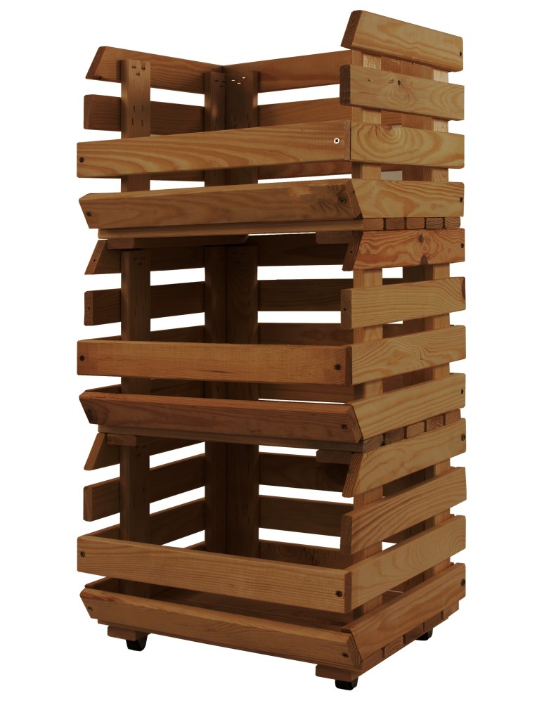 Skrzynie i skrzynki drewniane - Skrzynki na warzywa na kółkach RAWA /szer.37cm - Brązowe - product b2b.wamar.biz 2