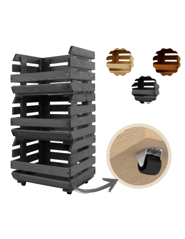 Skrzynki na warzywa na kółkach RAWA /szer.37cm - Szare