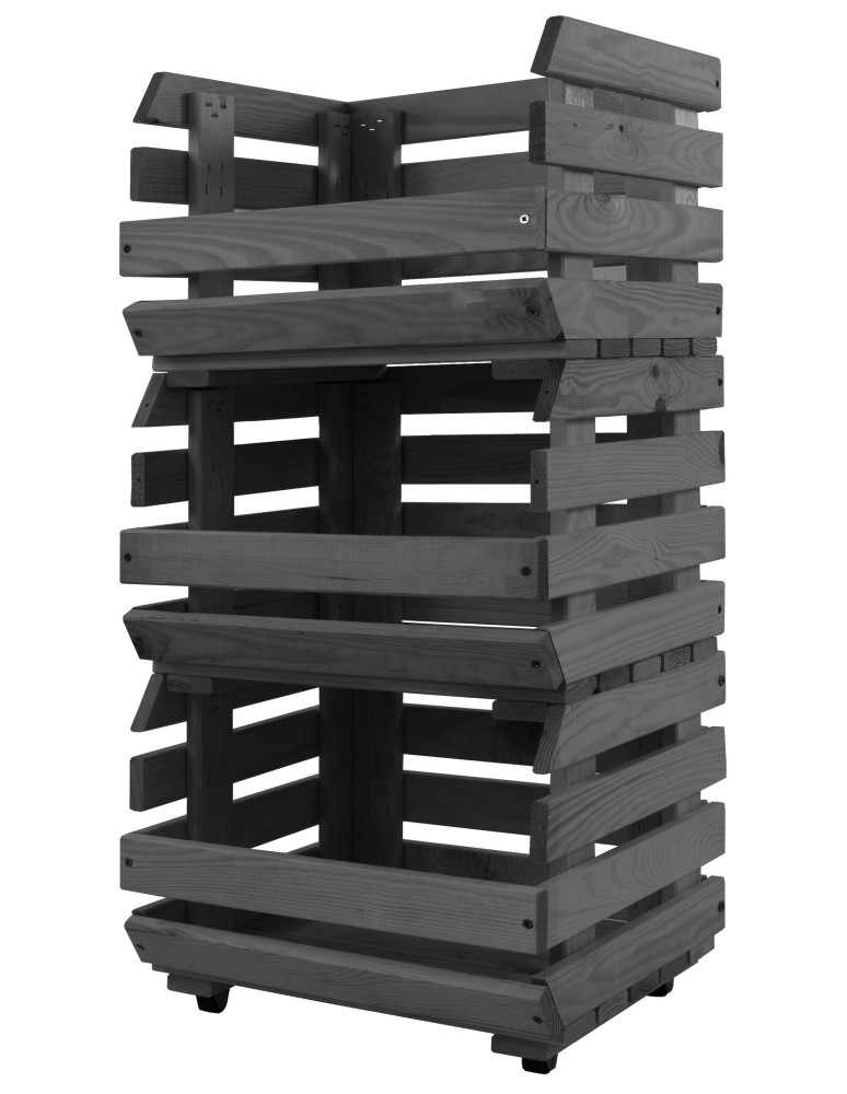 Skrzynie i skrzynki drewniane - Skrzynki na warzywa na kółkach RAWA /szer.37cm - Szare - produkt b2b.wamar.biz 2