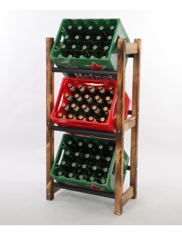 Stojak na Skrzynki (3szt) 108X53X32cm Opalane Drewno/Czarny Plastik - product 2