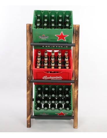 Regały - Stojak na Skrzynki (3szt) 108X53X32cm Opalane Drewno/Czarny Plastik - product 3