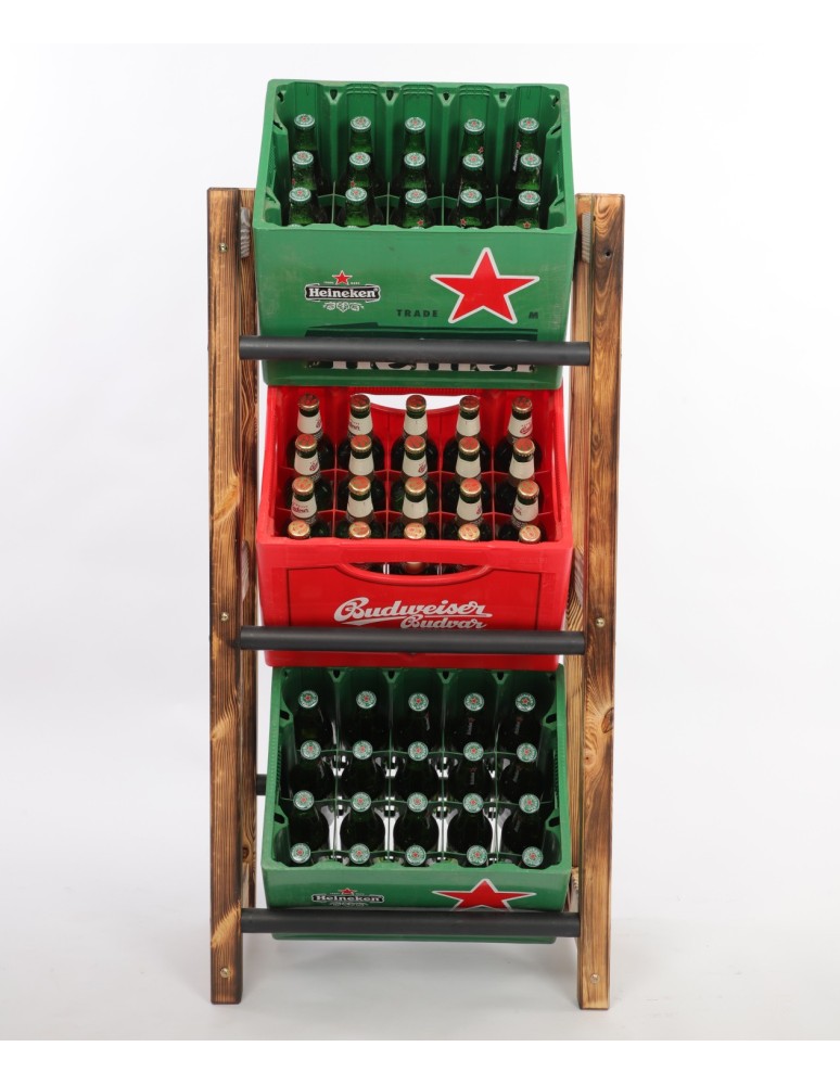 Regały - Stojak na Skrzynki (3szt) 108X53X32cm Opalane Drewno/Czarny Plastik - product b2b.wamar.biz 3