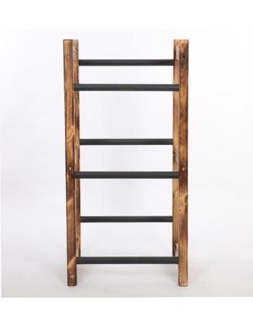 Regały - Stojak na Skrzynki (3szt) 108X53X32cm Opalane Drewno/Czarny Plastik - product 4