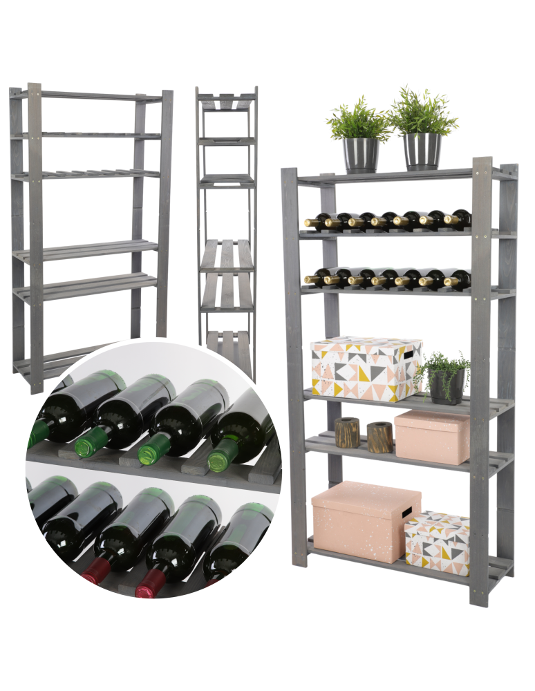 Regały - Regał na książki drewniany B17R 150x80x28 7 półek Szary - product b2b.wamar.biz 1