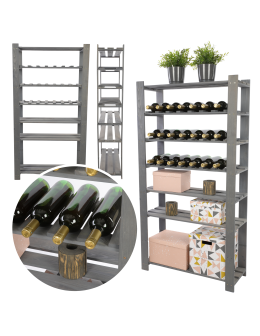 Regał na książki drewniany B17R 150x80x28 8 półek Szary