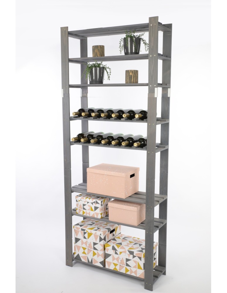 Regały - Regał na książki drewniany B27R 200x80x28 8 półek Szary - product b2b.wamar.biz 5