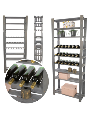 Regał na książki drewniany B27R 200x80x28 9 półek Szary