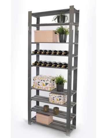 Regały - Regał na książki drewniany B28R 220x80x28 9 półek Szary - product 5