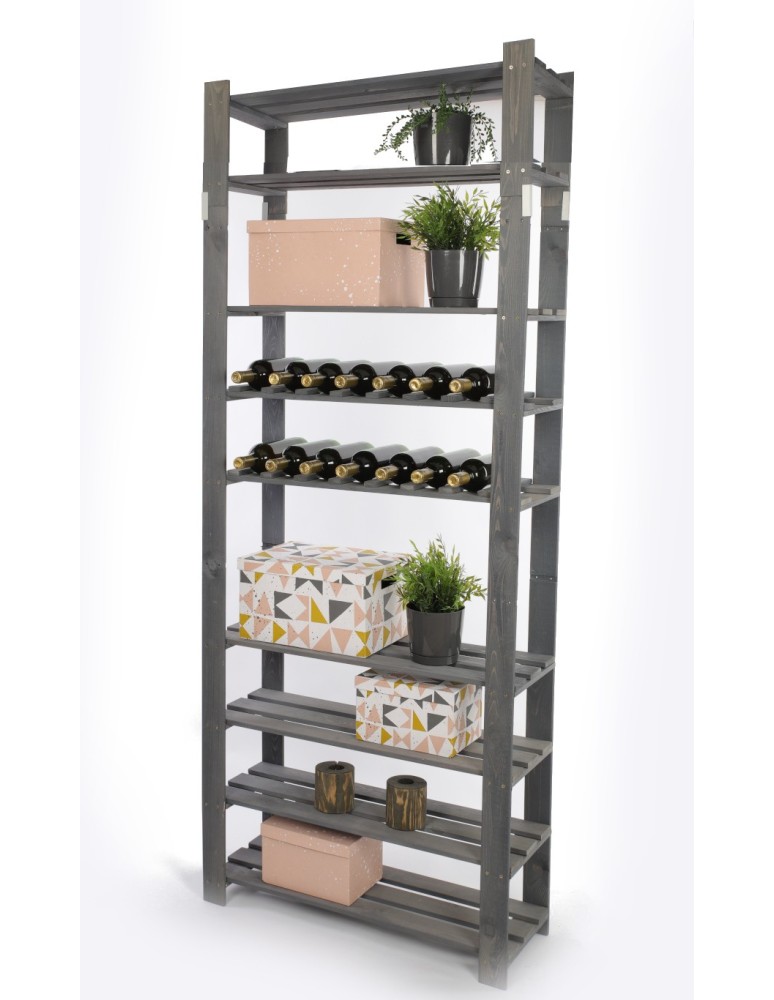 Regały - Regał na książki drewniany B28R 220x80x28 9 półek Szary - product b2b.wamar.biz 5