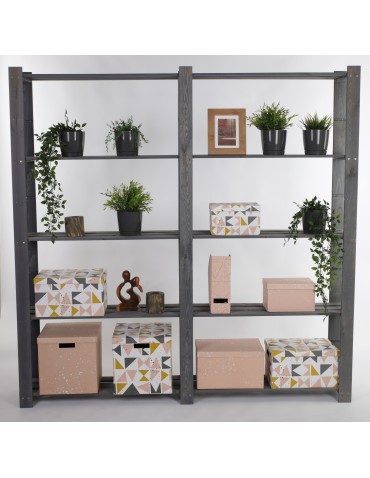 Regał na książki drewniany B02R 170x170x28 5 półek Szary - product 2