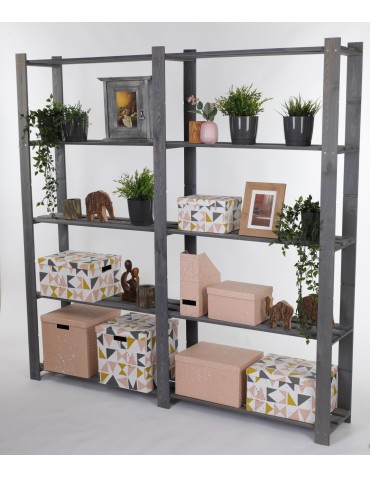 Regały - Regał na książki drewniany B02R 170x170x28 5 półek Szary - product 6