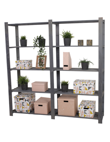 Regał na książki drewniany B03R 170x170x38 5 półek Szary