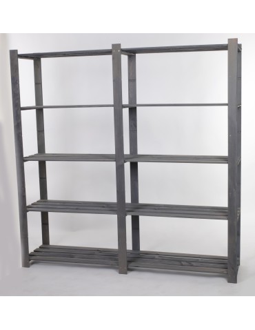 Regały - Regał na książki drewniany B03R 170x170x38 5 półek Szary - produkt 3