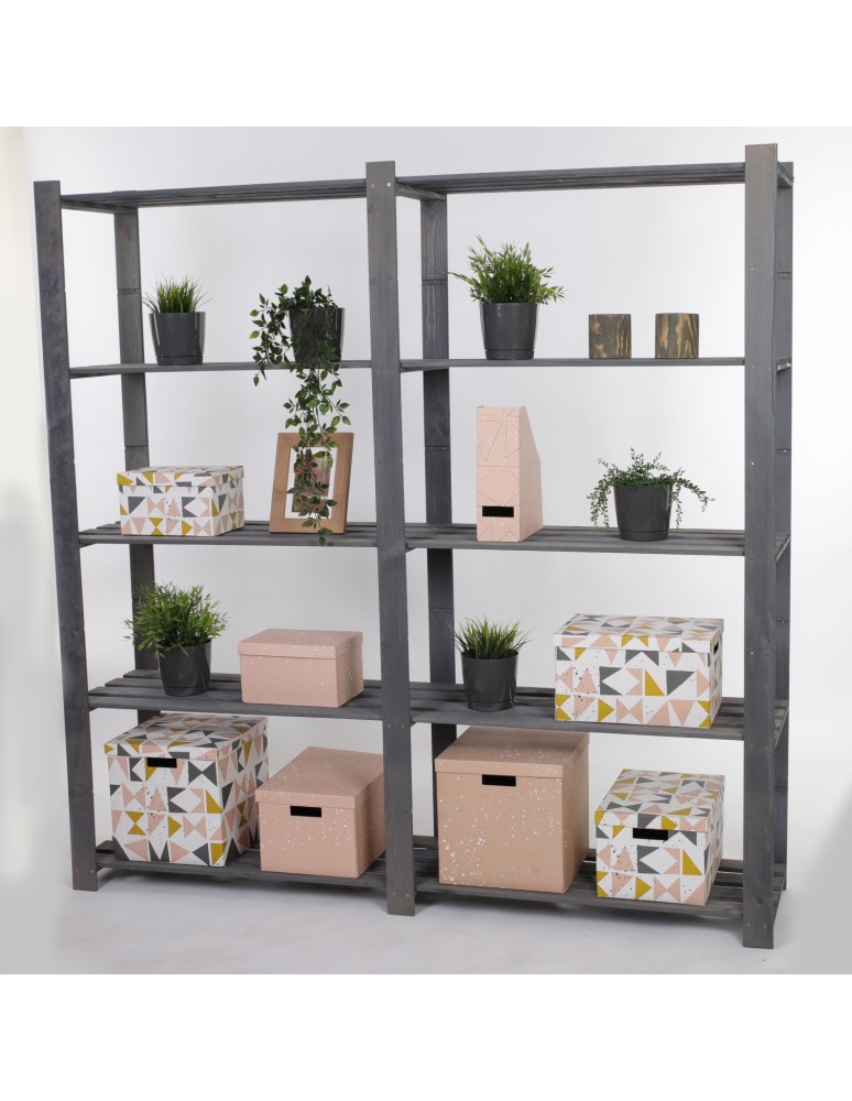 Regały - Regał na książki drewniany B03R 170x170x38 5 półek Szary - produkt b2b.wamar.biz 4