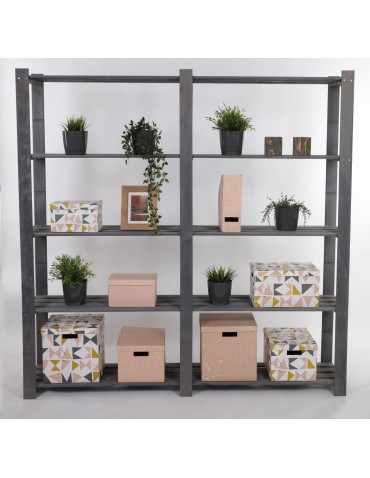 Regały - Regał na książki drewniany B03R 170x170x38 5 półek Szary - produkt 5