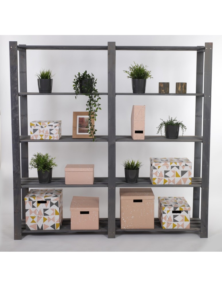 Regały - Regał na książki drewniany B03R 170x170x38 5 półek Szary - produkt b2b.wamar.biz 5