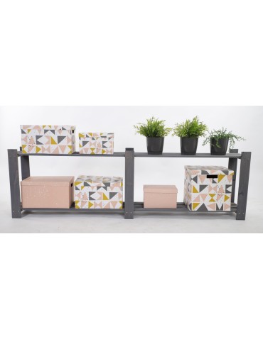 Regały - Regał na książki drewniany B04R 50x170x28 2 półki Szary - produkt 5