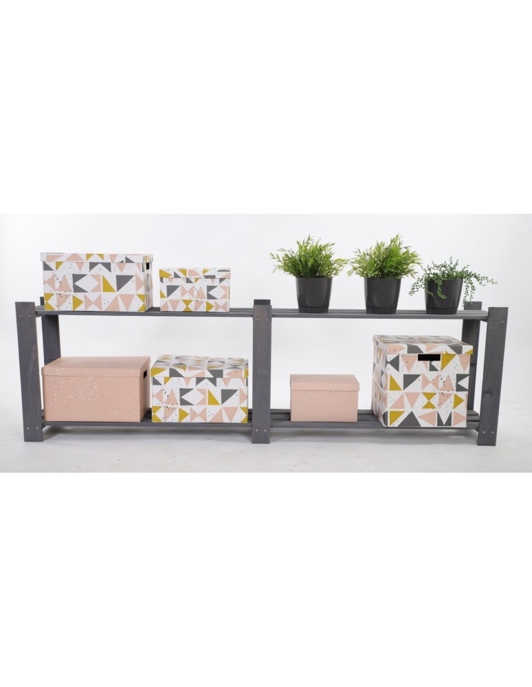 Regały - Regał na książki drewniany B04R 50x170x28 2 półki Szary - produkt b2b.wamar.biz 5