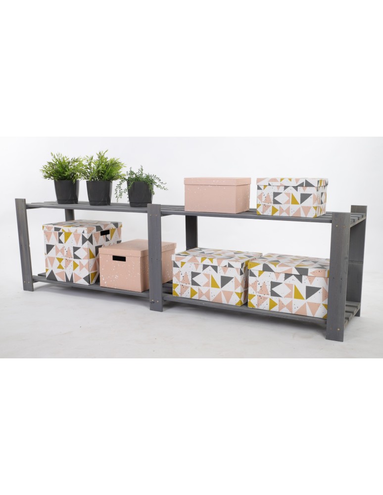 Regały - Regał na książki drewniany B05R 50x170x38 2 półki Szary - produkt b2b.wamar.biz 2