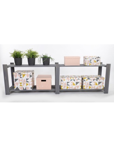 Regały - Regał na książki drewniany B05R 50x170x38 2 półki Szary - produkt 5