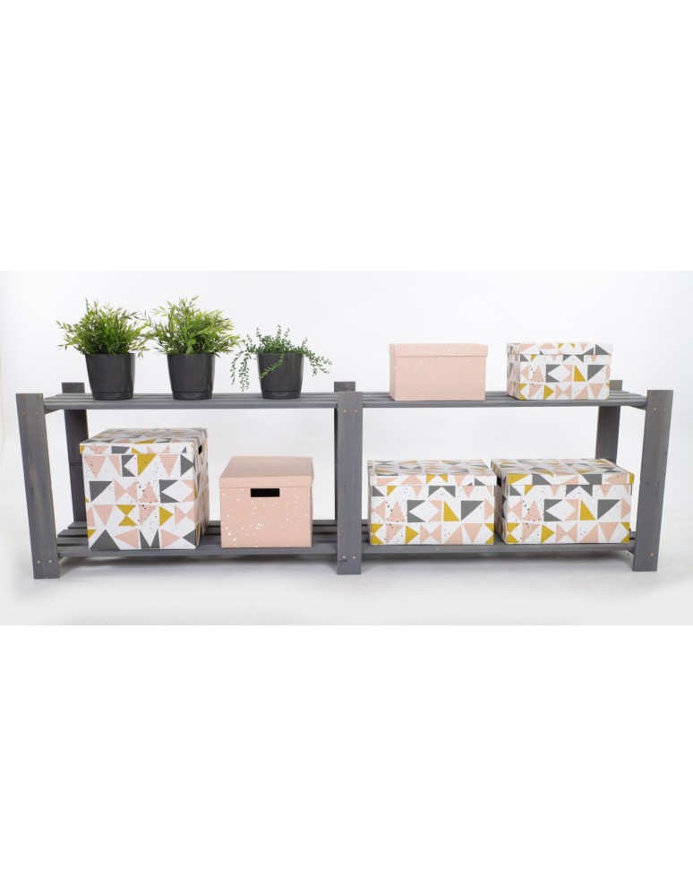 Regały - Regał na książki drewniany B05R 50x170x38 2 półki Szary - produkt b2b.wamar.biz 5