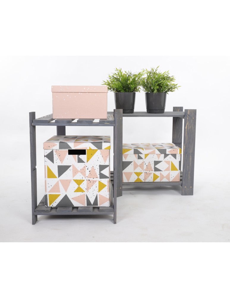 Regały - Regał na książki narożny B09R 50x85x38 2 półki Szary - produkt b2b.wamar.biz 2