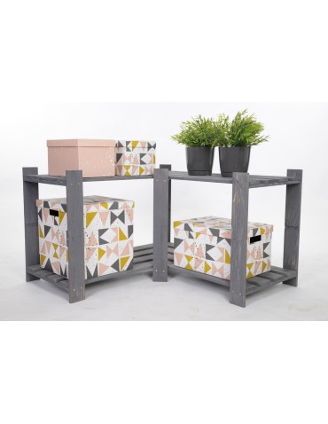 Regały - Regał na książki narożny B09R 50x85x38 2 półki Szary - produkt 5