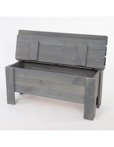 Stoły i ławki - Ławka drewniana ze skrzynią B12L 54x71x29 Szara - produkt 5