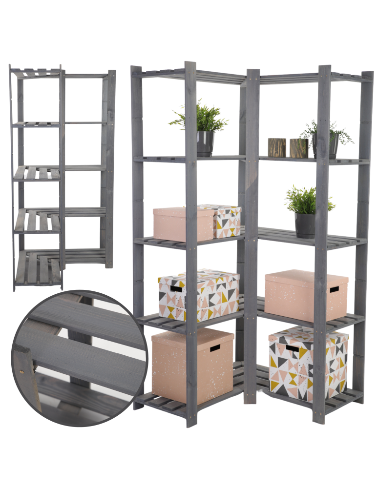 Regały - Narożny Regał na Książki 170x85x85 cm 5 półek/ Szary – B20S - product b2b.wamar.biz 1