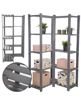 Narożny Regał na Książki 170x85x85 cm 5 półek/ Szary – B20S