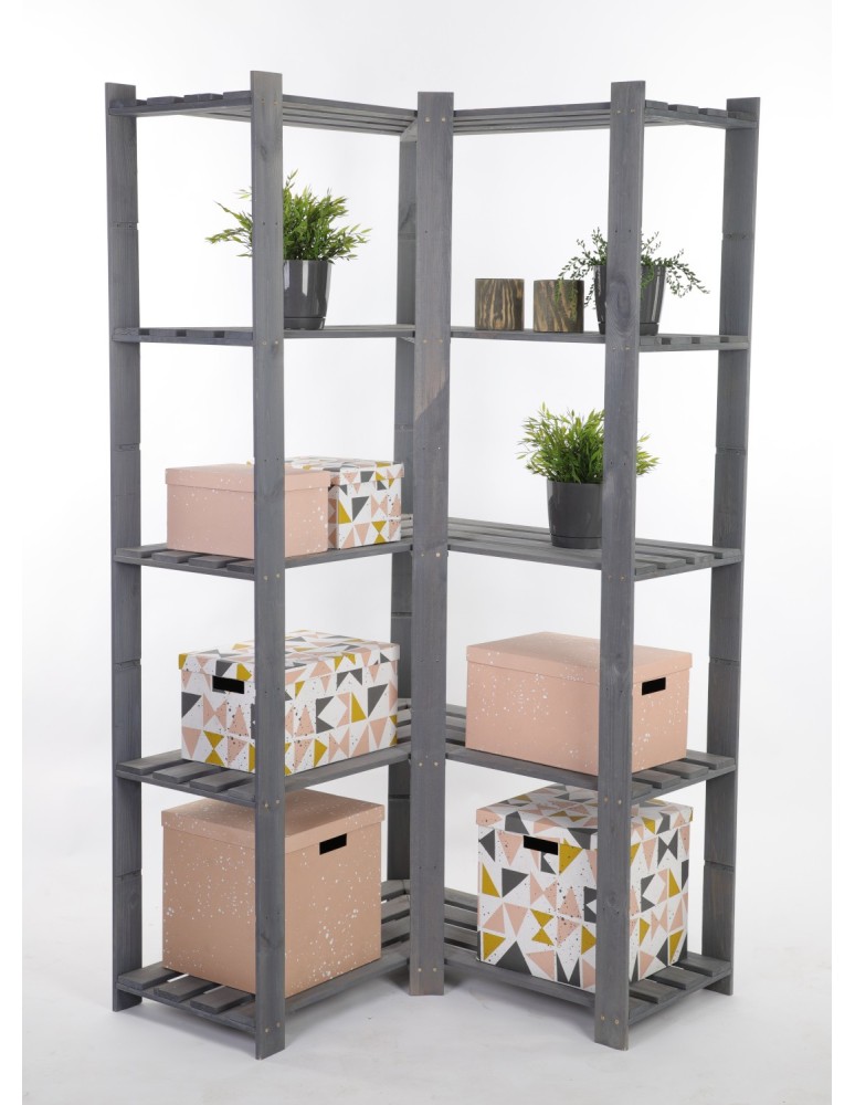 Regały - Narożny Regał na Książki 170x85x85 cm 5 półek/ Szary – B20S - product b2b.wamar.biz 2