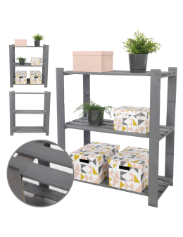 Regał na książki drewniany B21R 90x80x38 3 półki Szary