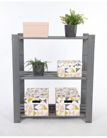 Regały - Regał na książki drewniany B21R 90x80x38 3 półki Szary - product 3