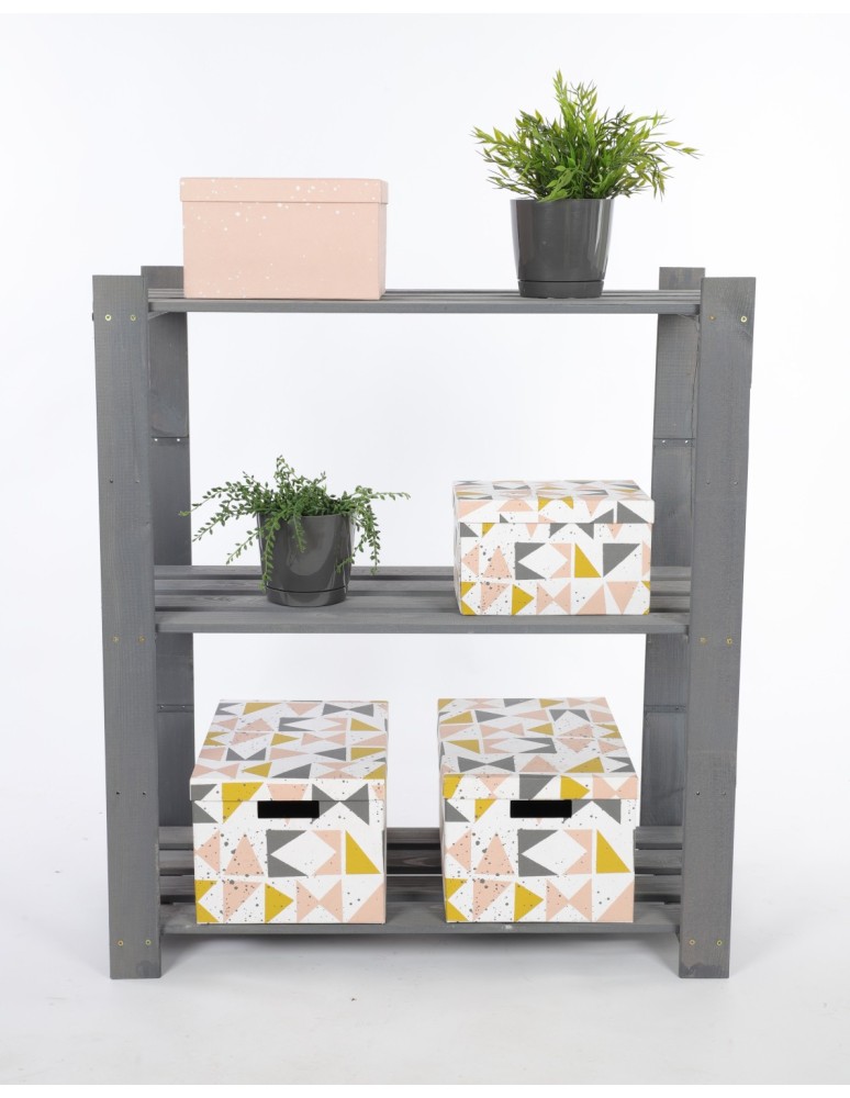 Regały - Regał na książki drewniany B21R 90x80x38 3 półki Szary - product b2b.wamar.biz 3