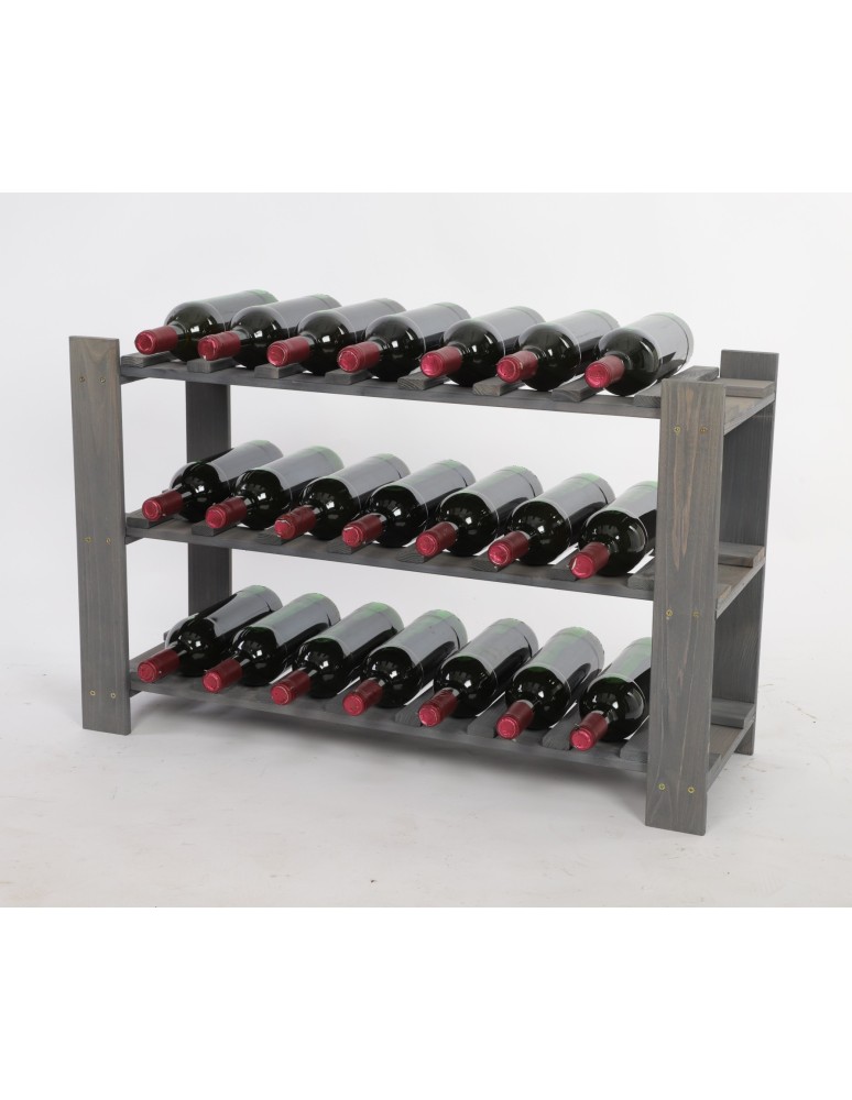 Regały - Regał na butelki drewniany B22R 50x80x28 3 półki Szary - product b2b.wamar.biz 2