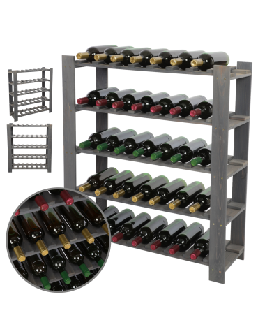 Regał na butelki drewniany B22R 90x80x28 5 półek Szary