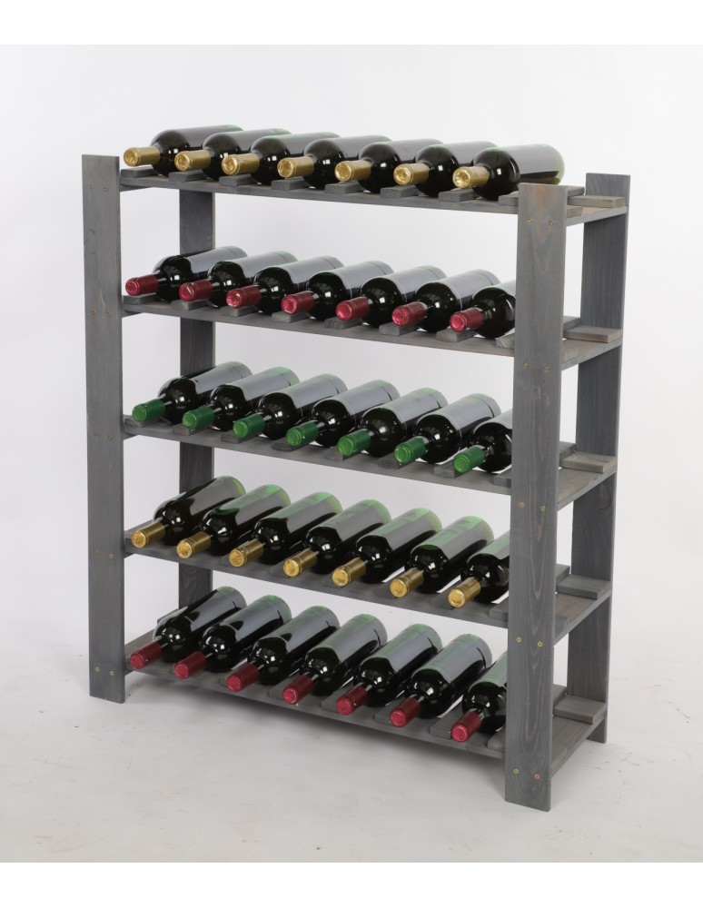 Regały - Regał na butelki drewniany B22R 90x80x28 5 półek Szary - product b2b.wamar.biz 2