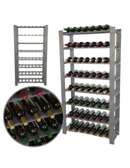 Regał na butelki drewniany B22R 150x80x28 8 półek Szary
