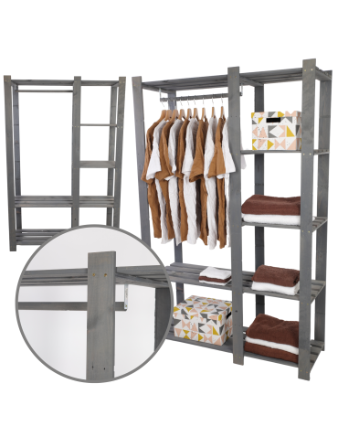 Regał garderoba na ubrania B25R 170x110x38 5 półek Szara