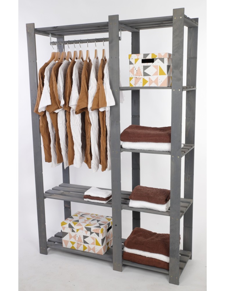 Regały - Regał garderoba na ubrania B25R 170x110x38 5 półek Szara - product b2b.wamar.biz 2