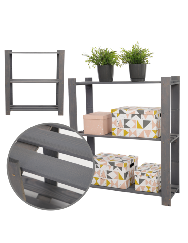 Regał na książki drewniany B26R 90x80x28 3 półki Szary