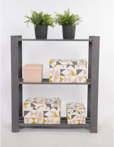 Regały - Regał na książki drewniany B26R 90x80x28 3 półki Szary - product 5