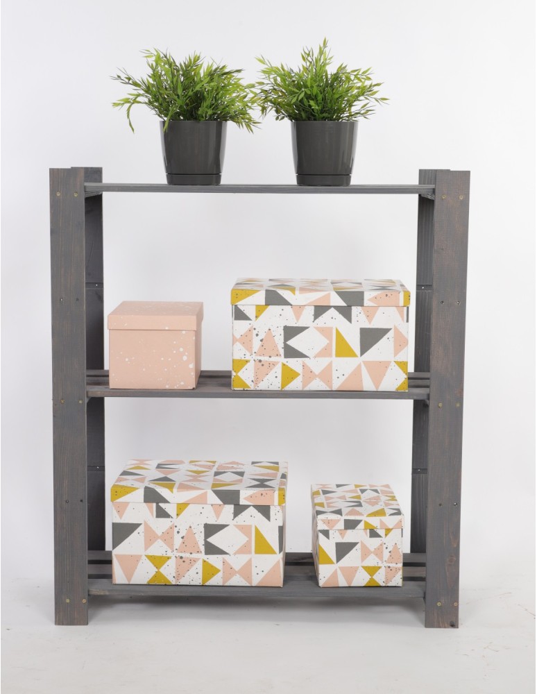 Regały - Regał na książki drewniany B26R 90x80x28 3 półki Szary - product b2b.wamar.biz 5