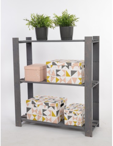 Regały - Regał na książki drewniany B26R 90x80x28 3 półki Szary - product 6